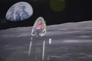 Skok na Měsíci.